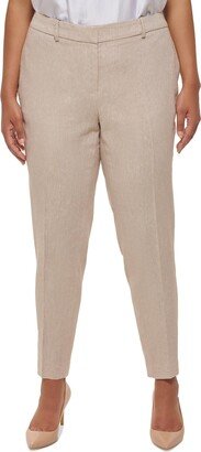 Petites Womens Linen Blend High Rise Skinny Pants