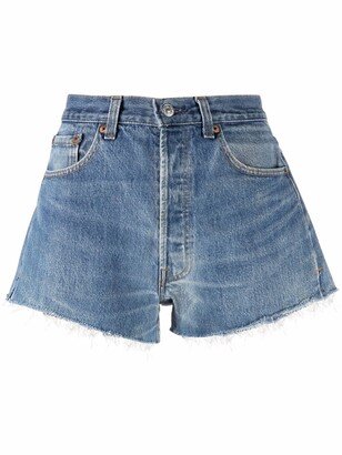 Raw-Edge Denim Shorts