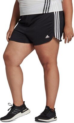 Plus Size Pacer 3-Stripes Knit Shorts - Black/white