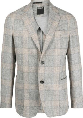 Plaid-Check Single-Breasted Blazer-AC