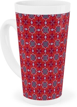 Mugs: Oriental Ornament - Red Tall Latte Mug, 17Oz, Red