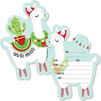 Big Dot of Happiness Fa La Llama - Shaped Fill-in Invitations - Christmas and Holiday Party Invitation Cards with Envelopes - Set of 12