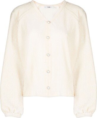 b+ab Crinkled Button-Down Cardigan