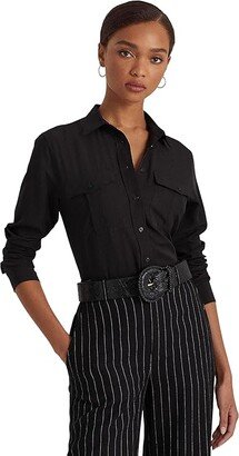 Crepe Shirt (Black) Women's Blouse