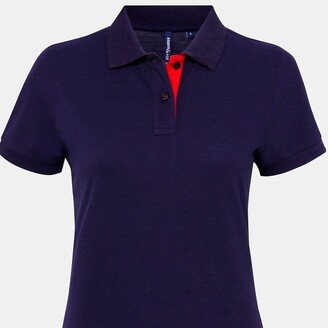Asquith & Fox Asquith & Fox Womens/Ladies Short Sleeve Contrast Polo Shirt (Navy/ Red)