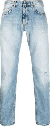 Faded-Effect Cropped Jeans-AA