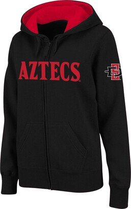 Women's Black San Diego State Aztecs Arched Name Full-Zip Hoodie