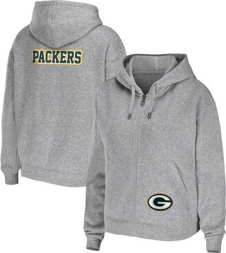 Women's Wear by Erin Andrews Heather Gray Green Bay Packers Plus Size Full-Zip Hoodie