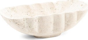 15in Oval Travertine Stone Bowl