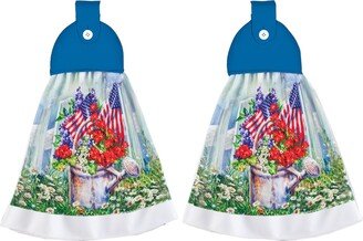 Collections Etc Americana Hanging Tab Top Kitchen Towels - Set of 2