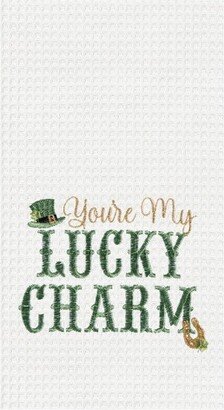 You're My Lucky Charm Embroidered Waffle Weave St. Patrick's Kitchen Towel
