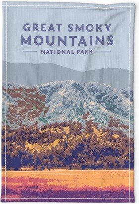 Vintage Travel Tea Towel - Smoky Mountains By Jenflorentine Outdoors Hiking Adventure Granola Linen Cotton Canvas Spoonflower