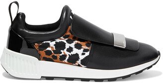 SR1 Running printed neoprene and leather slip-on sneakers