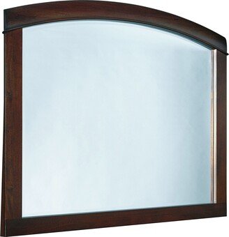 46 Inch Rectangular Arched Wooden Frame Mirror, Brown