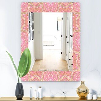 Designart 'Pink Spheres 4' Bohemian and Eclectic Mirror - Frameless Modern Printed Wall Mirror