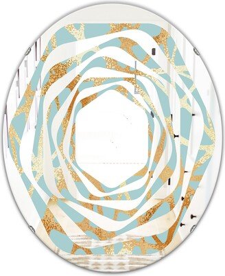 Designart 'Golden Luxury Metallic Geometrics IV' Printed Modern Round or Oval Wall Mirror - Whirl