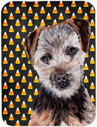 SC9663LCB Norfolk Terrier Puppy Candy Corn Halloween Glass Cutting Board