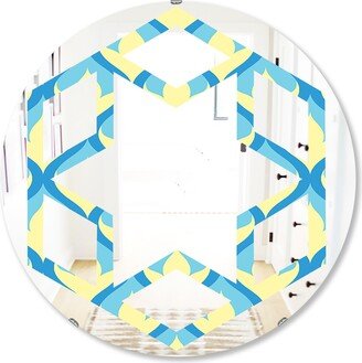 Designart 'Retro Pattern Abstract Design IX' Printed Modern Round or Oval Wall Mirror - Hexagon Star