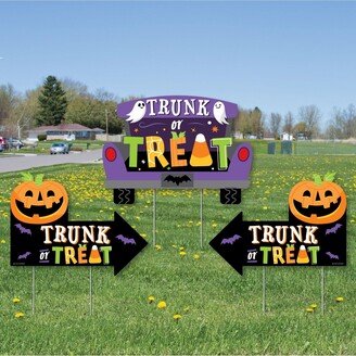 Big Dot of Happiness Trunk or Treat - Halloween Car Parade Party Yard Sign with Stakes - Double Sided Outdoor Lawn Sign - Set of 3