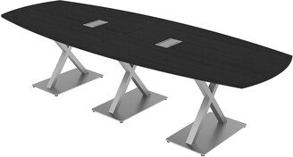 Skutchi Designs, Inc. 10 Person Arc Boat Conference Table with X Bases Data And Electric