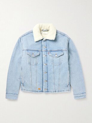 Levi's Logo-Embroidered Faux Shearling-Lined Denim Trucker Jacket