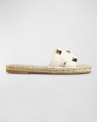 Roman Stud Quilted Flat Espadrille Sandals