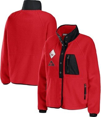 Women's Wear by Erin Andrews Red Kansas City Chiefs Polar Fleece Raglan Full-Snap Jacket