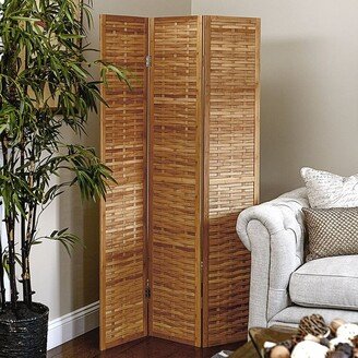 Basket Weave 3-panel Folding Bamboo Screen - 16'' x 68''