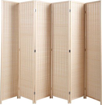 TONWIN 6 Panel Bamboo Room Divider,Private Folding Partition Screen-Natural