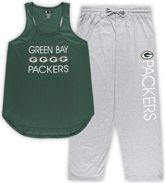 Women's Concepts Sport Green, Gold Green Bay Packers Plus Size Meter Tank Top and Pants Sleep Set - Green, Gold