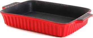 Crock-Pot Denhoff 10 in. Non-Stick Ribbed Casserole in Red