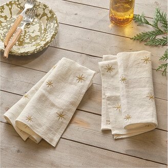 Star Embroidered Linen Napkins, Set of 2