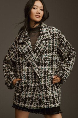 By Anthropologie Double-Breasted Tweed Coat Jacket