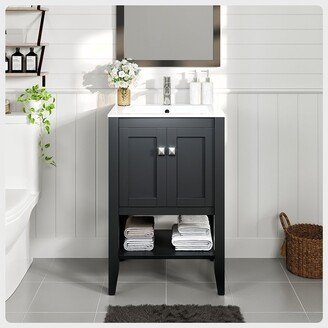 Tiblisi Modern/Transitional Espresso 24-inch Bathroom Vanity with White Porcelain Sink