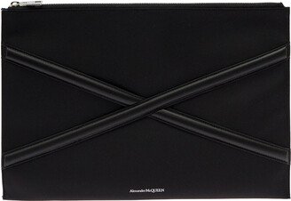 Black Pouch With Harness Detail In Nylon Man