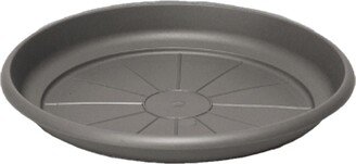 Crescent Garden In Outdoor Emma Round Plastic Flower Pot Charcoal Colored Saucer, 12 Inches