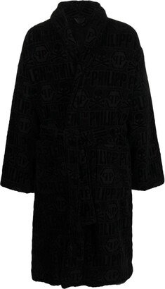 Tiger-Print Bead-Embellished Cotton Bathrobe