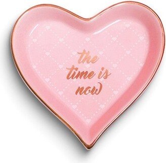 Curata Pink The Time is Now Heart Ceramic Trinket Dish