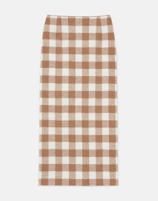 Gingham Wool Maxi Pencil Skirt