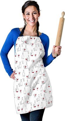 Wine Pattern Apron - Printed Cute Print Custom With Name/Monogram Perfect Gift For Lover