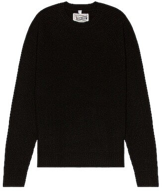 Ribbed Wool Crewneck Sweater in Black