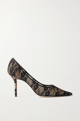 Love 85 Leather-trimmed Lace Pumps - Black