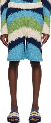 Blue Intarsia Shorts