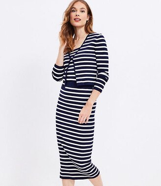 Stripe Ribbed Midi Sweater Skirt