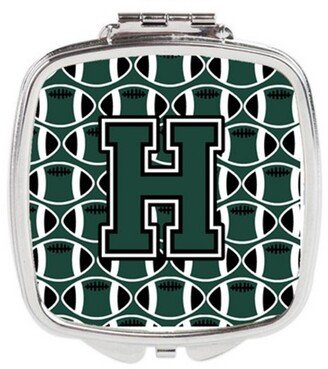 CJ1071-HSCM Letter H Football Green & White Compact Mirror