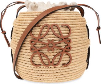 'Beehive Basket' Bucket Shoulder Bag - Beige