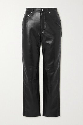 Vinni Cropped Vegan Leather Straight-leg Pants - Black