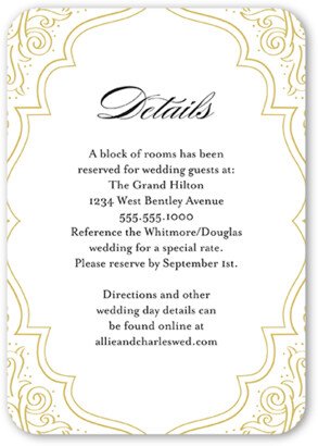 Enclosure Cards: Filigree Border Wedding Enclosure Card, Grey, Pearl Shimmer Cardstock, Rounded