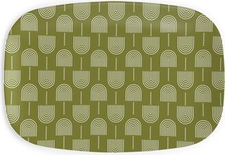 Serving Platters: Fans - Olive Serving Platter, Green