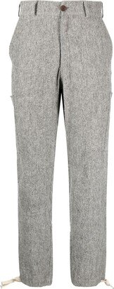 Mélange-Effect Cropped Trousers